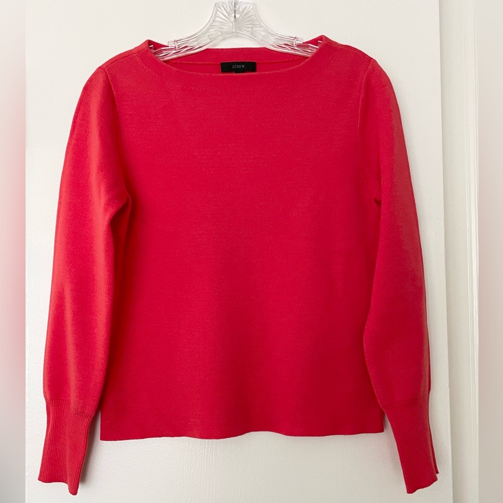 J. Crew Bright Red Boatneck Sweater